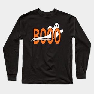 Cute Booo Funny Ghost Halloween Men Women Kids Long Sleeve T-Shirt
